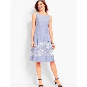 Talbots Embroidered Fit & Flare Dress